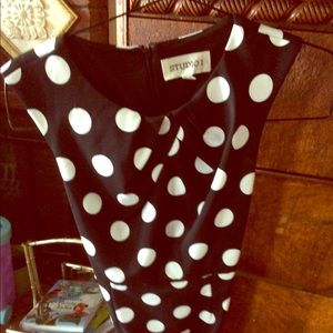 STUDIO I BLACK POLKA DOT DRESS PETITE SMALL